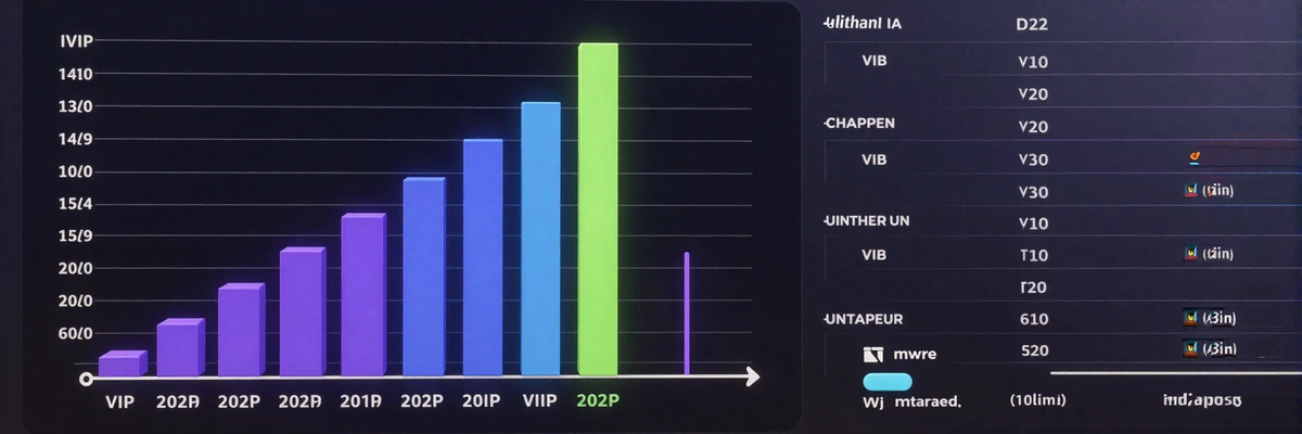 Neon blau-violettes Balkendiagramm auf dunklem Display mit steigenden Auszahlungslimits vom Standard- zum VIP-Spieler bei Casoola Casino