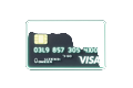 Visa Kreditkarten-Logo als leuchtendes holografisches Icon f&uuml;r Casoola Casino Zahlungen